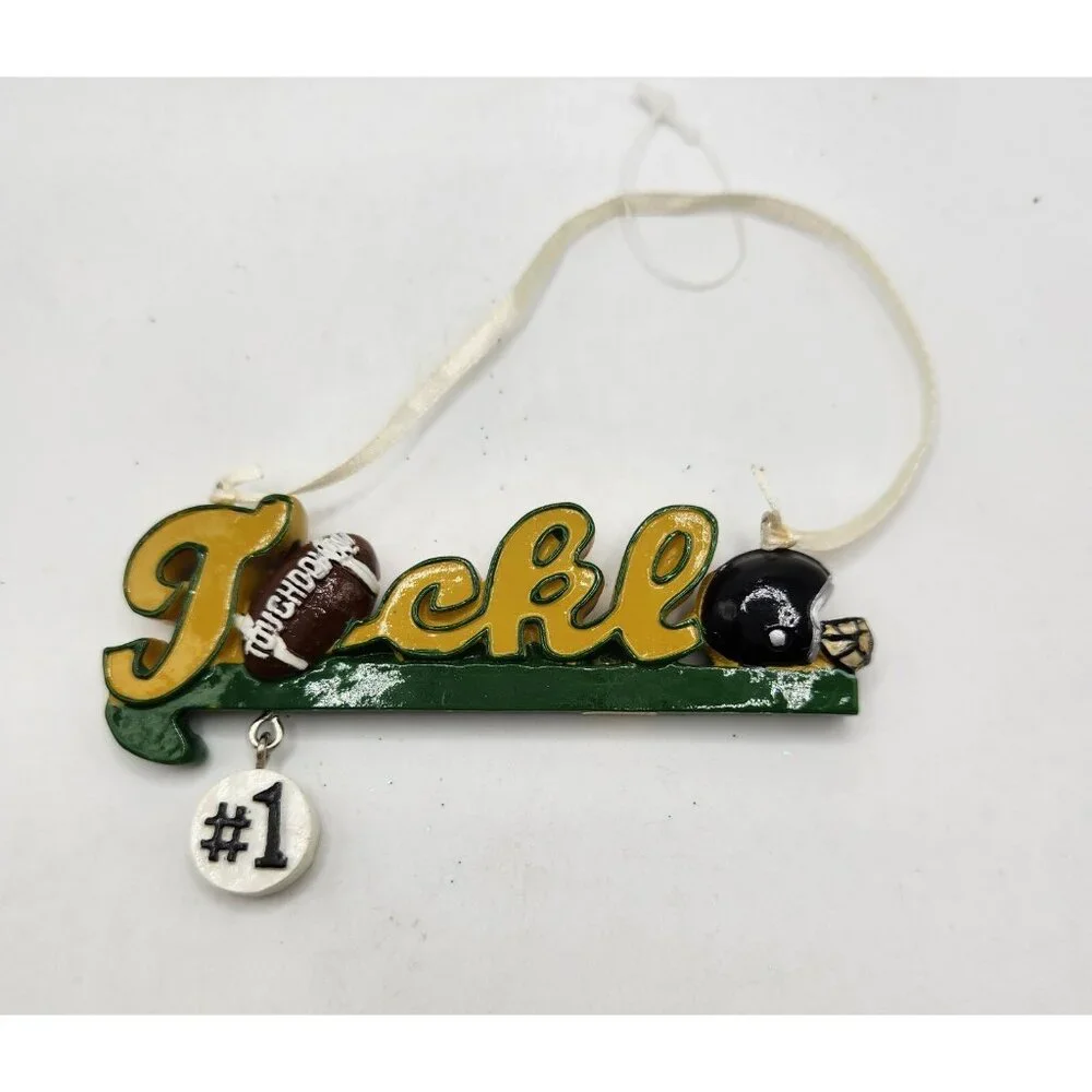 Holiday Christmas Ornament Sports Tackle Football #1 - Resin
